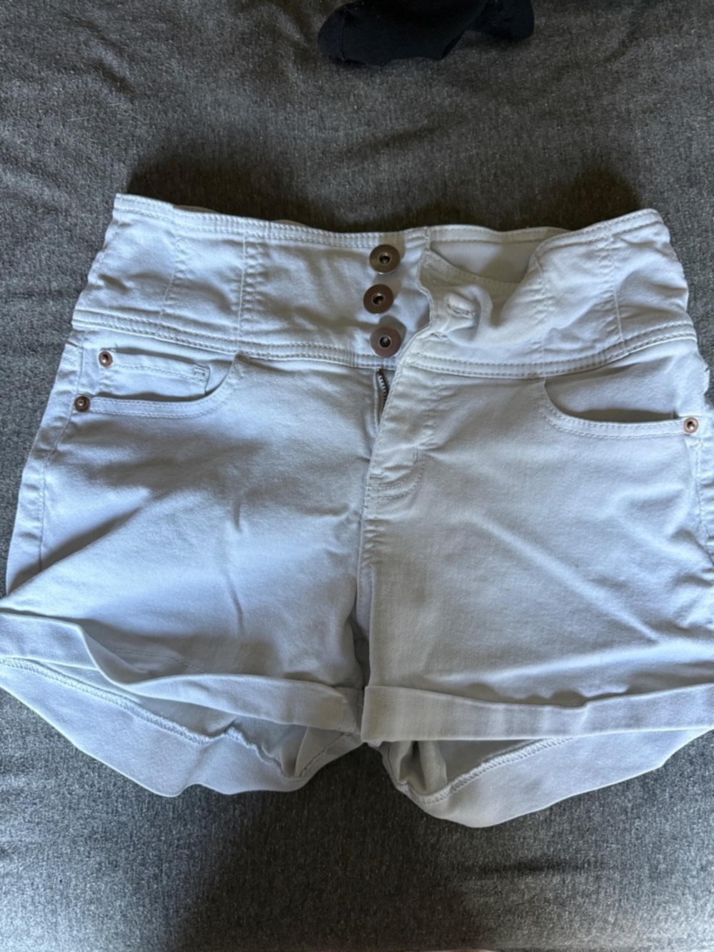 Women’s White High-Waist Button Front Shorts